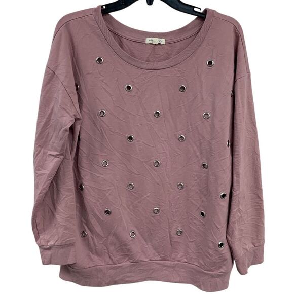 Ultra Flirt Womens Large PolyCotton Long Sleeve Crew Neck Grommet Sweatshirt - Picture 1 of 5